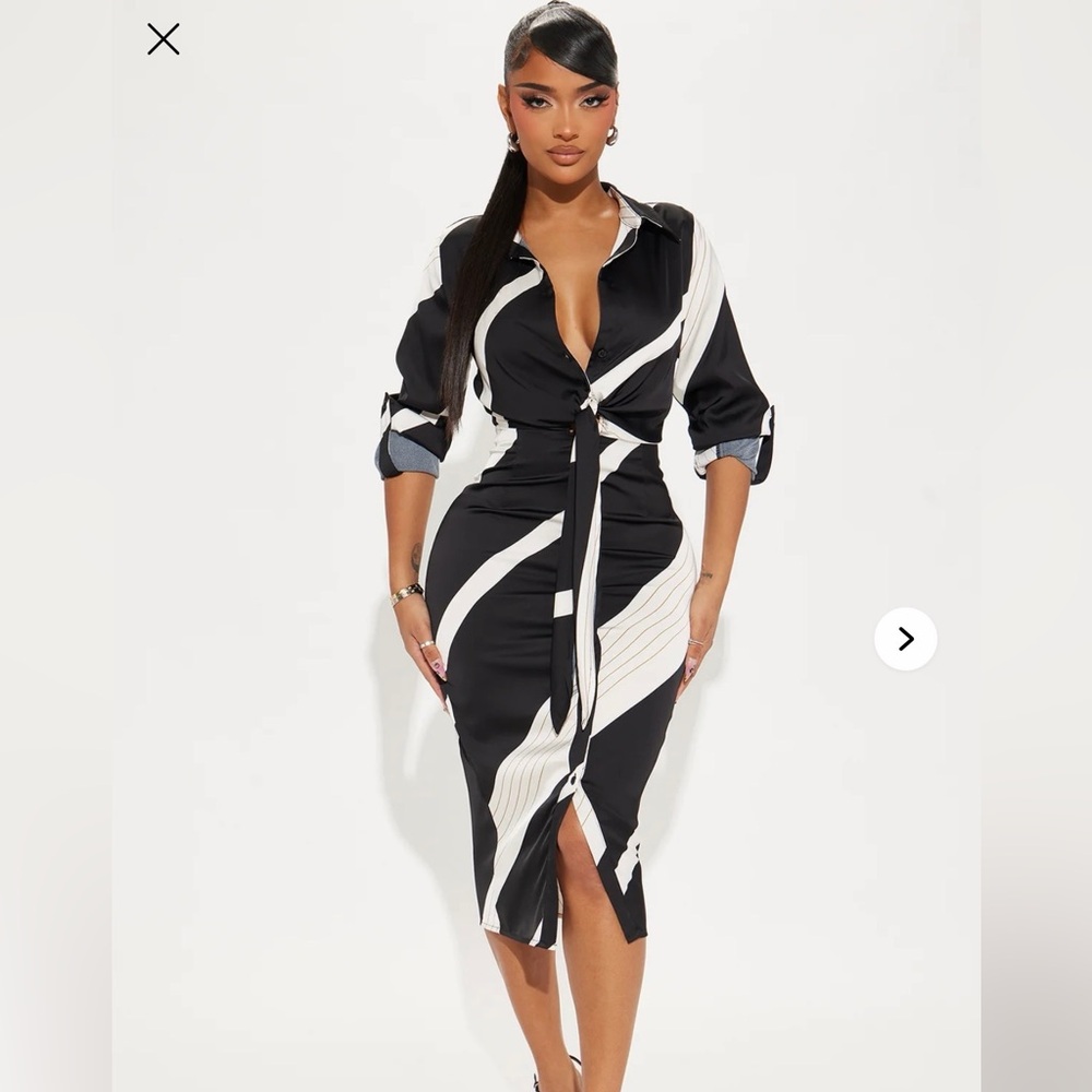 Black and White Satin Dress